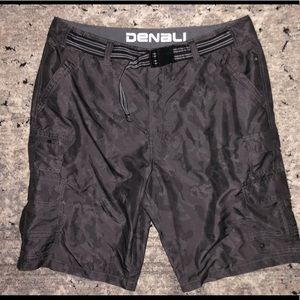 NWOT Denali Men's Polyester Shorts w/ Belt- Grey PXL Camo- Size 36